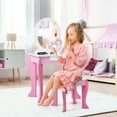 thumbnail image 4 of Topbuy 2-in-1 Kids Vanity Set Makeup Table & Chair Set for Toddlers w/Detachable Mirror Pink, 4 of 7