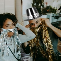 Hemoton Happy New Year Paper Hats Set of 6 Elegant Silver Party Decorations for Celebration