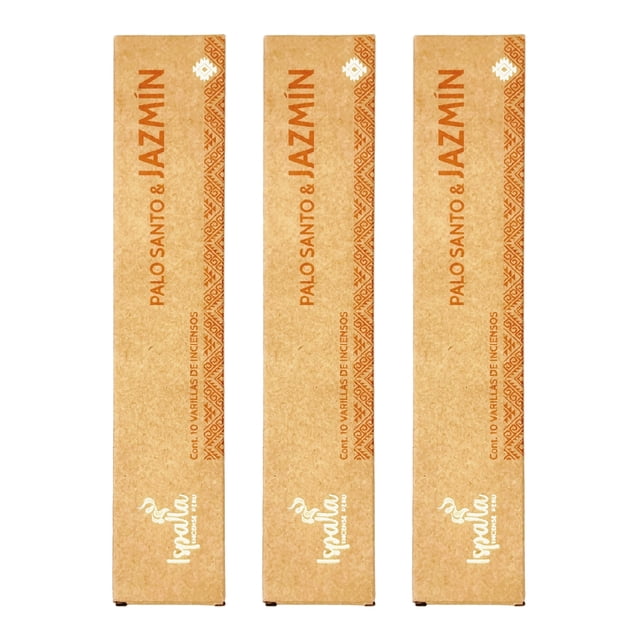 Incienso Aromático Artesanal Palo Santo y Jazmín Inspiración 100% Vegano para Hogar, Oficina y Meditación 3 PACK