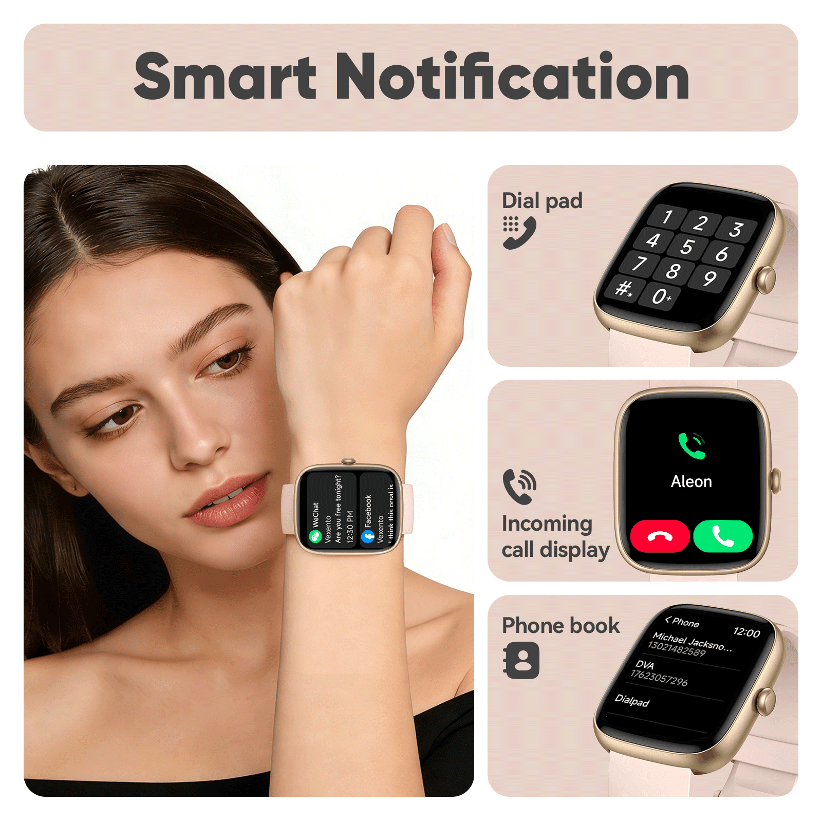 Smart Watches for Men Women (Answer/Make Calls), 1.83" Touchscreen Fitness Watch with 110+ Sport Modes, Fitness Tracker, IP68 Waterproof Smartwatch for Android Ios Pink