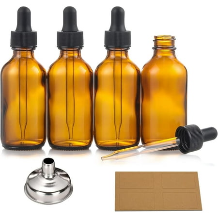 AP 4 Pack 2 oz Bottles with Dropper & 1 Funnel & 4 Labels – Essential Oils Bottles for Health Personal Care & Beauty – 60ml Thick Dark Amber Glass Tincture Bottles Refillable Cosmetic Containers AP 4 Pack 2 oz Bottles with Dropper & 1 Funnel & 4 Labels – Essential Oils Bottles for Health Personal Care & Beauty – 60ml Thick Dark Amber Glass Tincture Bottles Refillable Cosmetic Containers