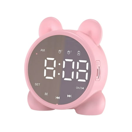 ASCZOV Dual Alarm Clock Stereo LED Mirror Screen Bluetooth Speaker Portable Home Office