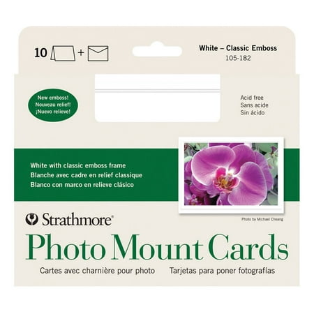 Correspondence Envelopes - Photo Mount Cards, White, Classic Embossed Border, 10 Cards & Envelopes, Perfect for displaying and creative correspondence By Strathmore Ship from US