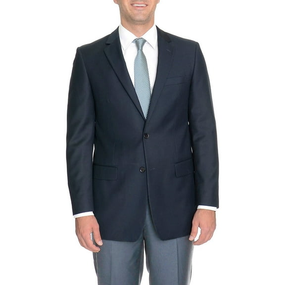 Raphael Regular Fit Solid Navy Blue Two Button Blazer Suit Jacket