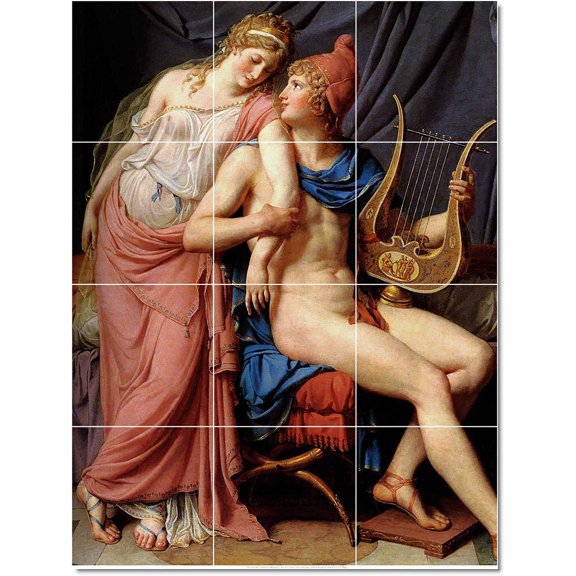 Ceramic Tile Mural-David Jacques-Louis Men Women Painting 8. 12.75" w x 17" h using (12) 4.25 x 4.25 ceramic tiles