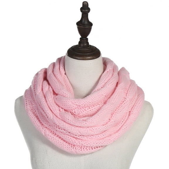Knitted Wool Neck Warmer, Cross-Wrap Design Scarf for Men & Women,140*35cm,pink