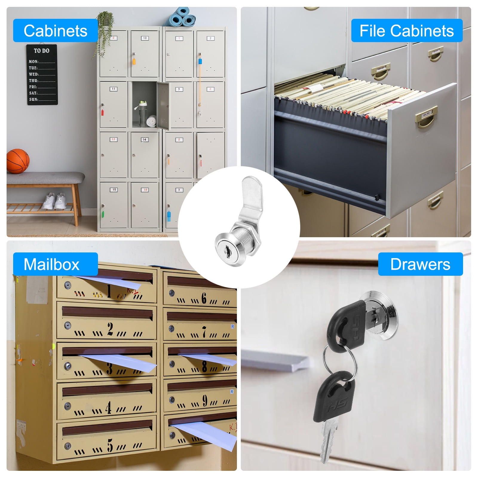 Uxcell Keyed Alike Cabinet Locks 3/4 Inch with Key for RV Drawer Storage, Silver 6 Pack