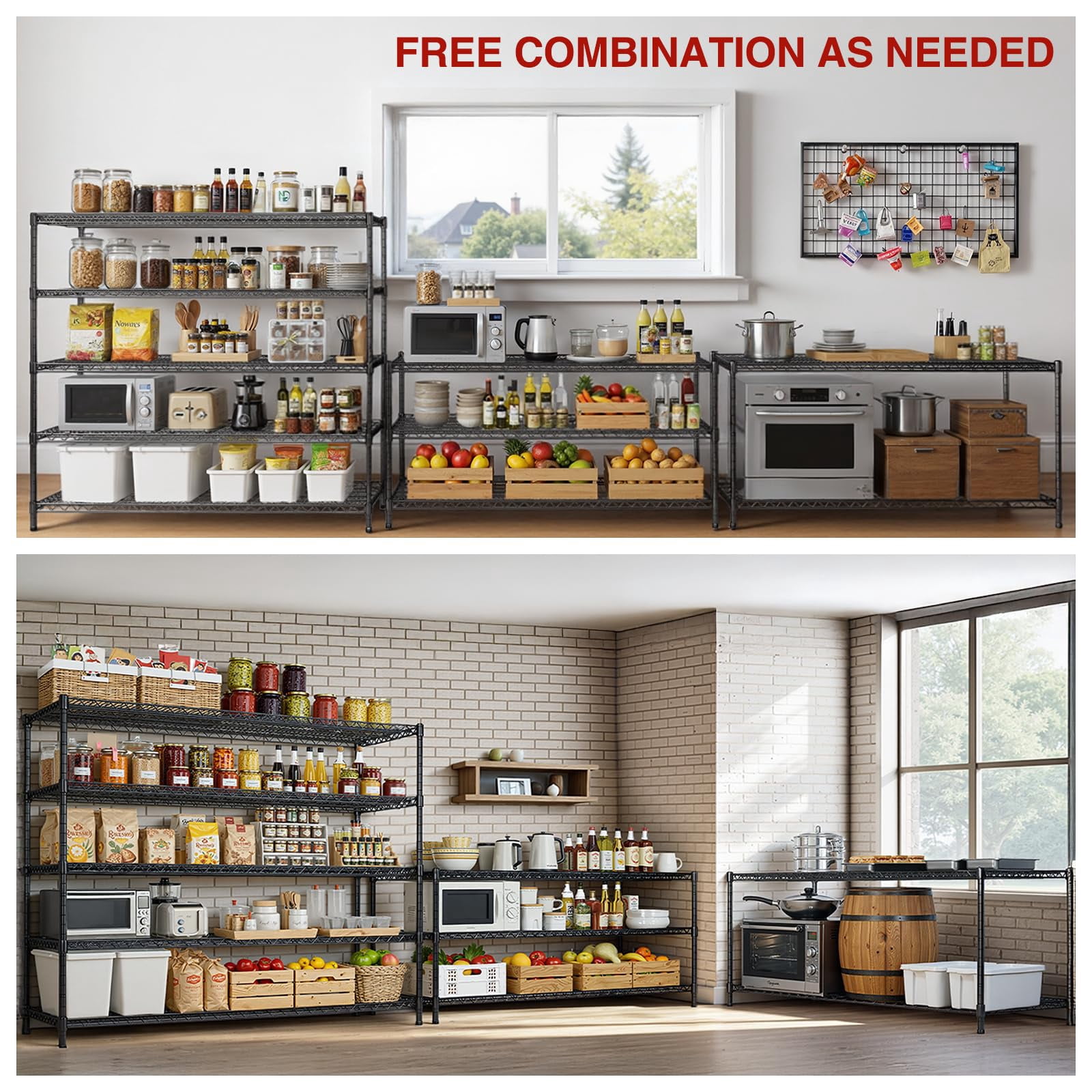5-Tier Heavy Duty Wire Shelving Unit,3000 lbs Storage Rack,Metal Shelving with Wheels,Storage Shelves for Garage,Workshop,46"W x 16"D x 72"H