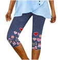 thumbnail image 6 of Tnhcen Women's Floral Print High Waisted Yoga Pants Denim Look 7/8 Length Workout Leggings for Women, Butter Soft Stretchy Capris with Rose Pattern S-3XL, 6 of 7