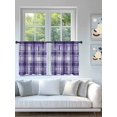 thumbnail image 4 of Sheer Curtains 45 Inch Length 2 Panels Set for Kitchen, Purple Plaid Semi Sheer Curtains for Windows, Modern Art Checkered Farmhouse Voile Window Treatments Rod Pocket Curtain, 4 of 7