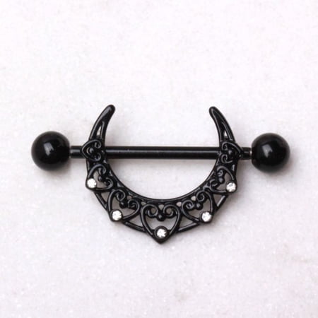Black PVD Plated Crescent Moon Nipple Shield