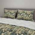 thumbnail image 2 of Jungle Comforter & Sham Bedding Set, Exotic Foliage Plants Hibiscus in Earth Tones Monstera Palms Illustration, 3 pcs Duvet Set Microfiber Filling Quilt, 5 Sizes, Cream Hunter Green, by Ambesonne, 2 of 4