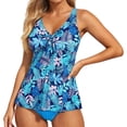 thumbnail image 1 of PMVFHDE Maillot de Bain Grande Taille pour Femmes Haut Tankini Imprimé Fluide avec Bretelles Réglables et Bas Couvrants Assortis, 1 of 4