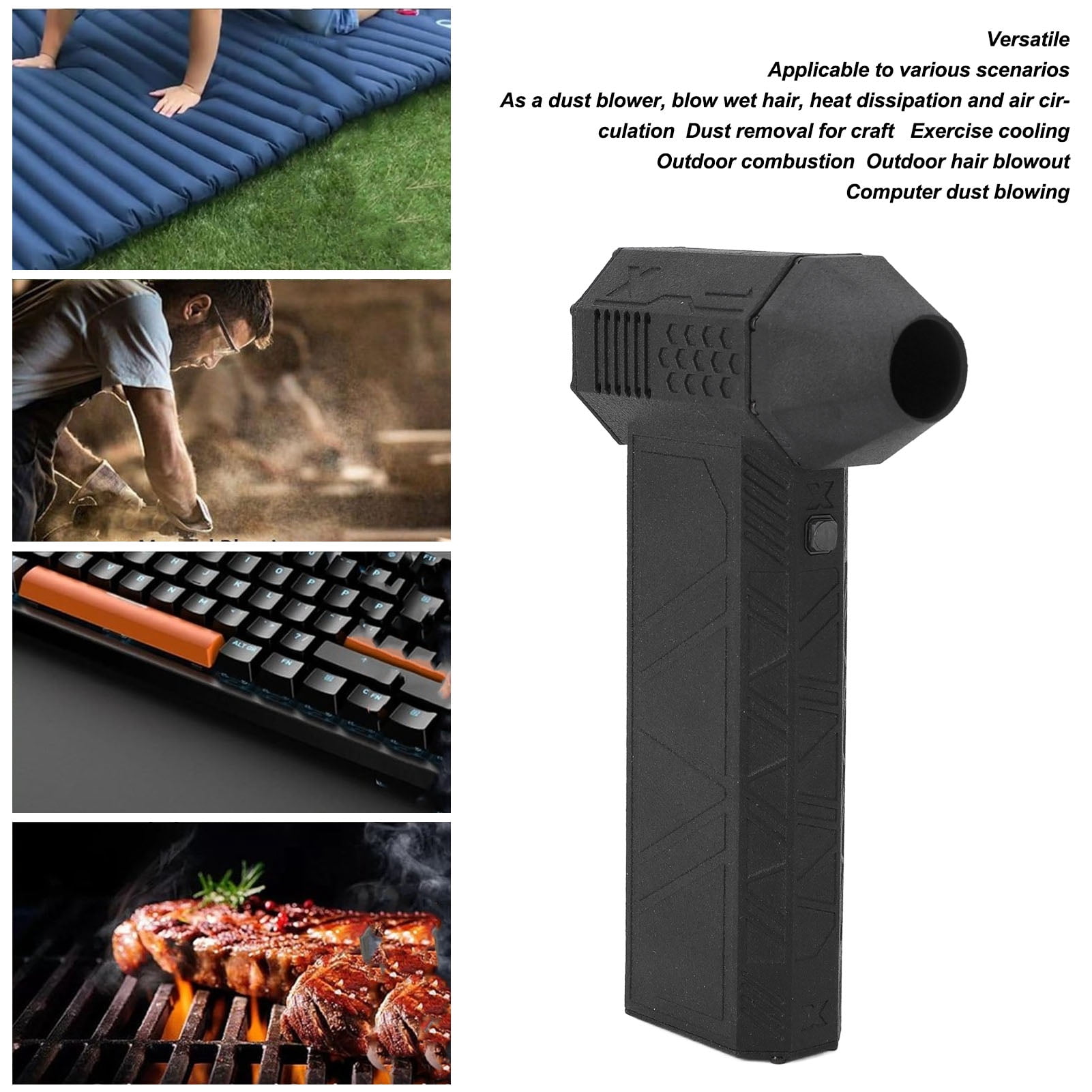 Nieyigj Jet Fan 150000RPM High Speed Brushless Handheld Rechargeable Turbo Violent Fan for Outdoor Camping 16x10x5cm Black Powerful Compressed Air Duster Blower