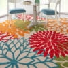 Nourison Tropical Oasis Indoor/Outdoor Modern Floral Green 7' x 10' Area Rug, (7' x 10')