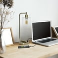 thumbnail image 6 of Simple Designs Bronson Antique Style Industrial Iron Lantern Desk Lamp with USB Port and Glass Shade, Antique Brass, 6 of 6