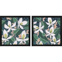 Great Art Now Night Garden by June Erica Vess, 2 Piece Framed Art Set Each 13"W x 13"H