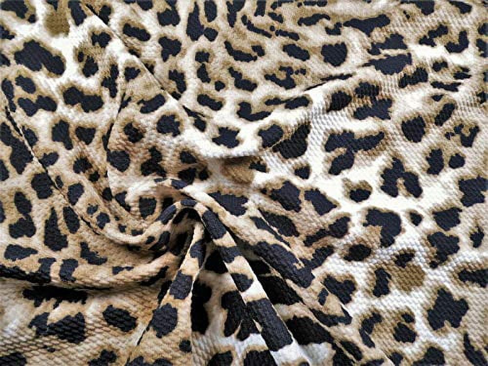 10 Yard Lot Bullet Printed Liverpool Textured Fabric 4 Way Stretch Cheetah Taupe Black W35