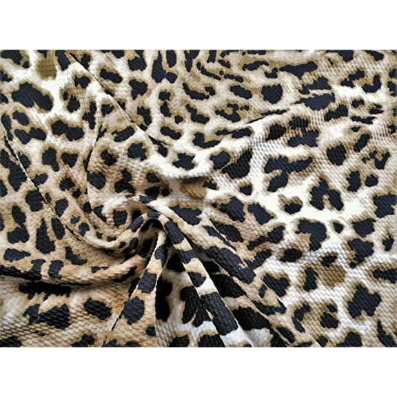 Bullet Printed Liverpool Textured Fabric 4 Way Stretch Cheetah Taupe Black W35