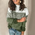 thumbnail image 4 of Womens Autumn Color Block Striped High Neck Long Sleeve Knit Jumper Tops Pullover Sweater, 4 of 7