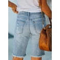 thumbnail image 5 of FARYSAYS Summer Denim Bermuda Shorts for Women Knee Length Dressy Jean Shorts for Women Mid Rise Ripped Distressed Denim Shorts, 5 of 15