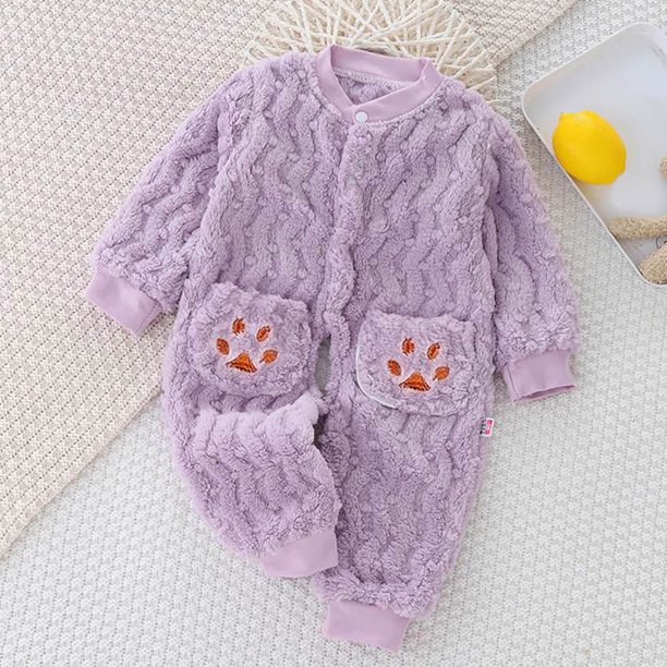 Cowsor Onepiece Romper Baby Boy Girl Newborn Zip Up Plush Outfit Long Sleeve Set