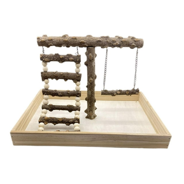 Soporte de juego para pájaros, parque infantil para pájaros, perchas para pájaros, soporte de madera para loros pequeños, medianos, cacatúas, pinzones