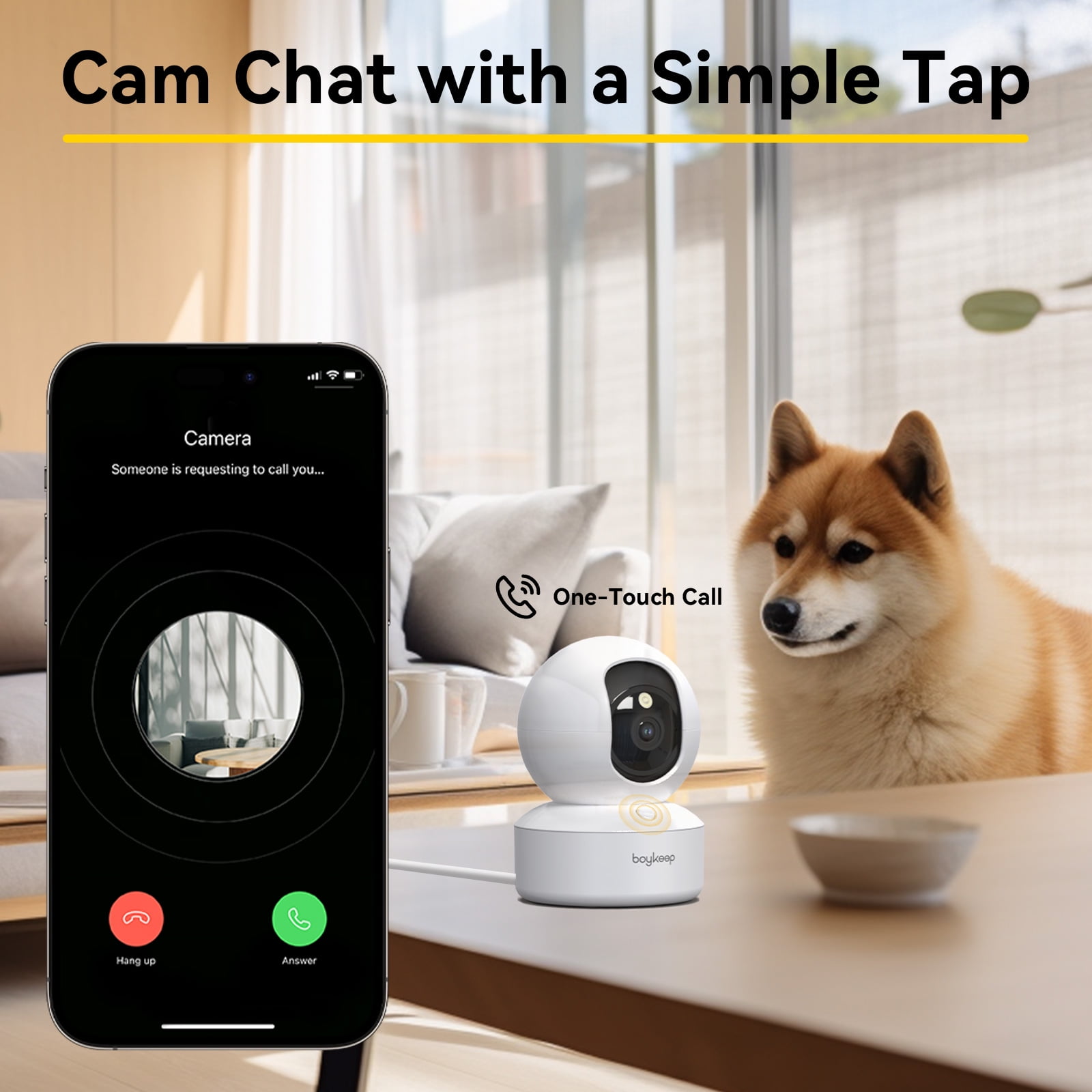 BoyKeep 2K Indoor Security Camera 5G/2.4GHz Wireless WiFi,Pan-Tilt-Zoom Pet Cam With Color Night Vision, 2-Way Audio, Motion Tracking, No Plug Version