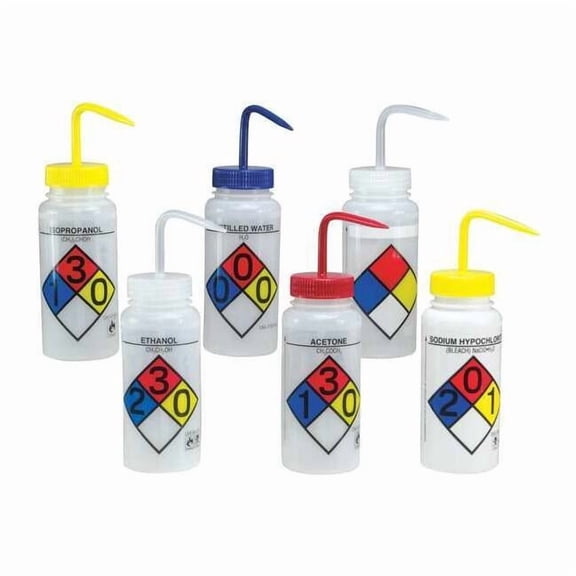 Sp Scienceware Wash Bottle,Std Spout,500mL,Assorted,PK6 F11716-0050