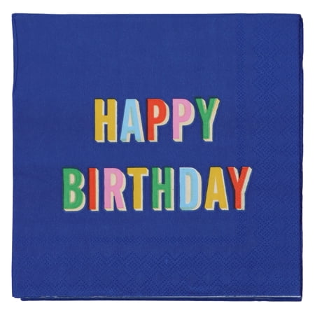 Celebrate It Happy Birthday Lunch Napkins 3-Ply Decorative Paper Tissue Blue/Multicolor 6.4 12 Pack (240 Total)