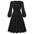 thumbnail image 3 of Vestido Vestido midi de línea A para mujer, vestido elegante y elegante, vestido largo fluido de color sólido Kuymtek Negro T S para Mujer, 3 of 8