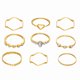 thumbnail image 1 of Anillo de las mujeres anillo de onda conjunto de 9 piezas de apertura de anillo de acero inoxidable anillo de desgaste apilados, 1 of 7