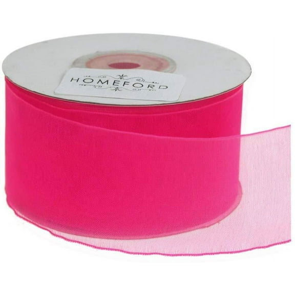 Plain Sheer Organza Ribbon, 1-1/2-Inch, 25 Yards, Hot Pink