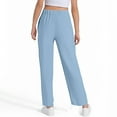 thumbnail image 3 of Fesfesfes Girls' Loose Sweatpants Solid Color High-Waisted Wide-Leg Elastic Smocked Waistband Full-Length Trousers Fashion Comfy Pants(Light Blue#2,170), 3 of 6