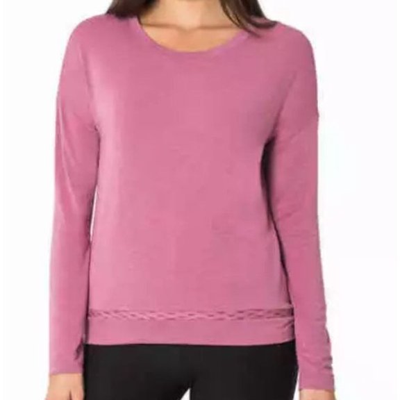 Mondetta Womens Long Sleeve Tee,Mauve,Large