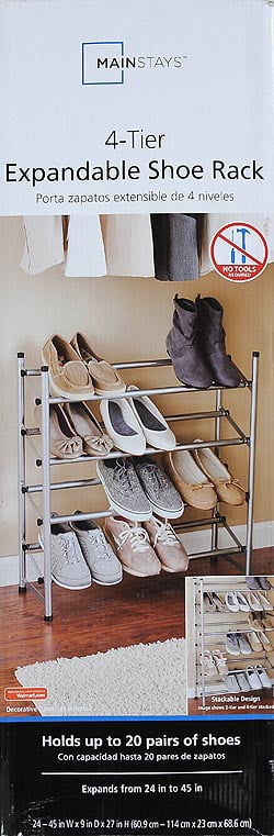 Mainstays 4 Tier Shoe Rack Storage Organizer Max 20 Pairs Walmart Com Walmart Com