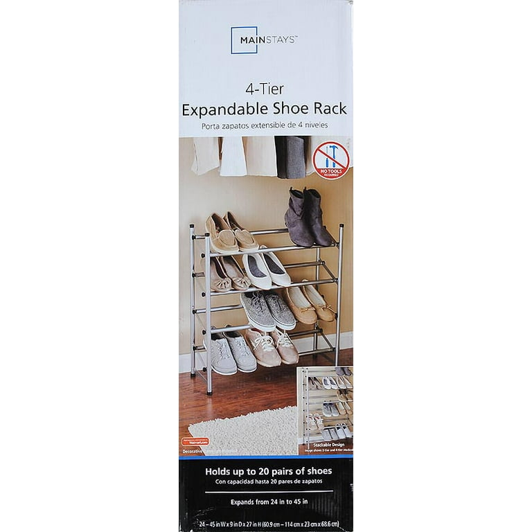 Amazer 4 Tiers Shoe Rack with Side Pocket, Shoe Storage Rack for 16-20  Pairs of Shoes