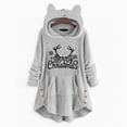 thumbnail image 2 of WREESH Womens Oversized Hoodies Cute Ear Hooded Fuzzy Fleece Sweatshirts Long Sleeve Printed Pullover Sided Button Tunic Tops Winter Soft Warm Coats with Pocket Gray, 2 of 5