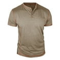thumbnail image 3 of CHENHANN Mens T-Shirts Short Sleeve Button Down Crew Neck Henley Shirts Basic Khaki T Shirts with Button Mens Workout Shirts, 3 of 7