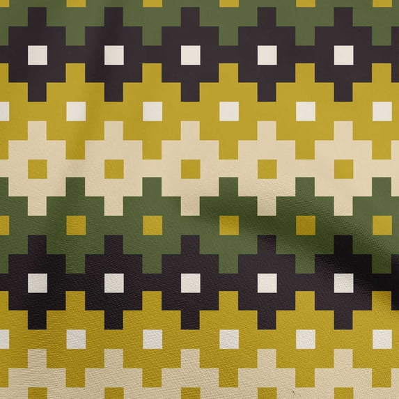 oneOone Georgette Viscose Dark Mustard Fabric Geometric Quilting Supplies Print Sewing Fabric By The Yard 42 Inch Wide