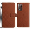 thumbnail image 2 of For Samsung Galaxy Note 20 Ultra Wallet Case with [RFID Blocking] [Wrist Strap] [Support Kickstand] Leather Lattice Embossed Flip Magnetic Clasp Cover Credit Card Holder Case, Brown, 2 of 9