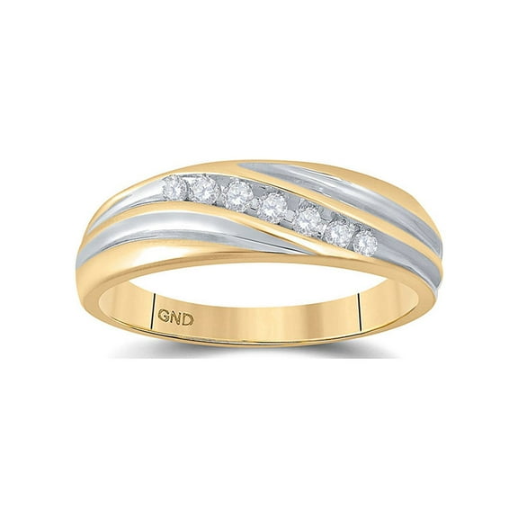 Diamond Princess 10kt Two-tone Gold Mens Round Diamond Wedding Band Ring 1/6 Cttw