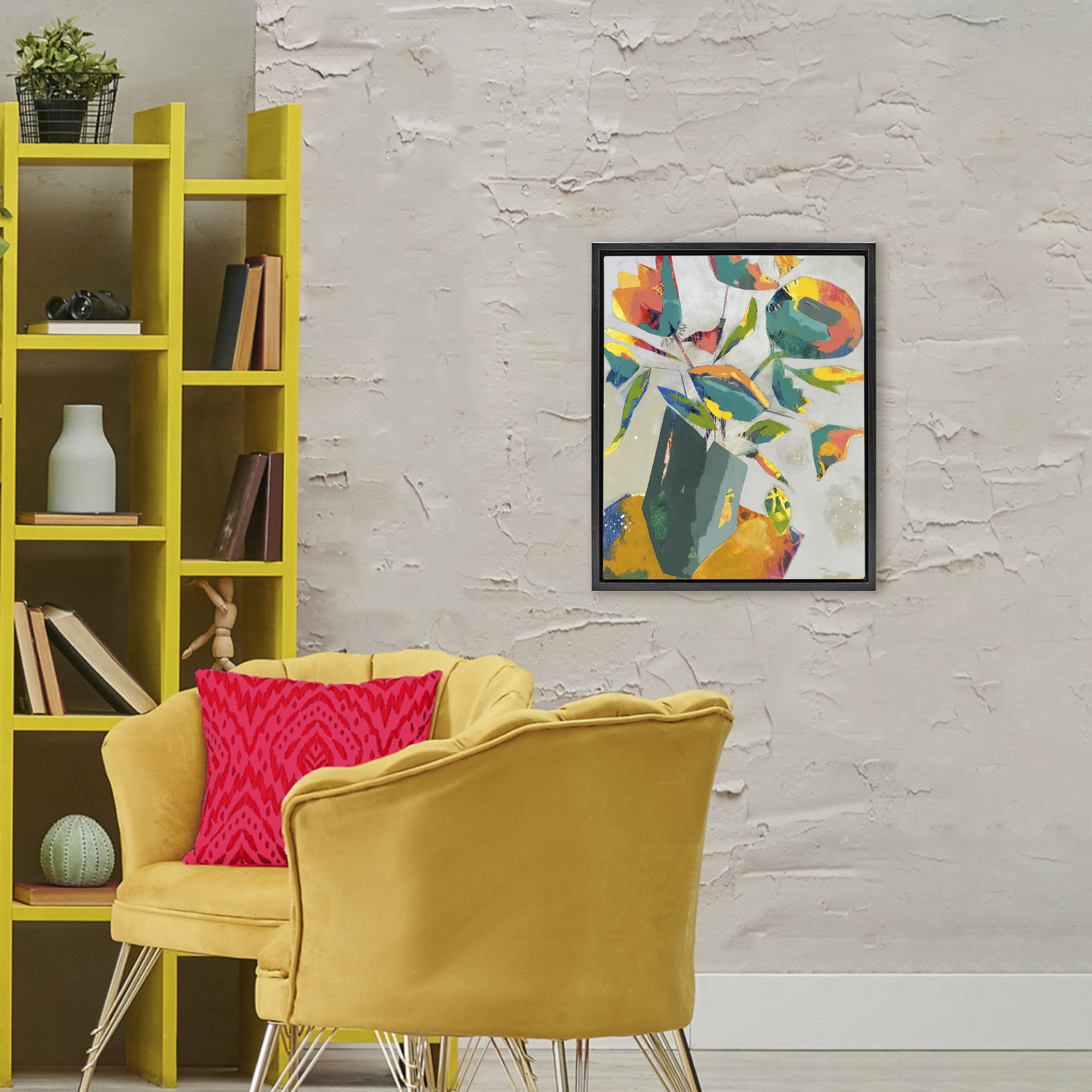 Mischief & Merrymaking Abstraction Black Framed Floater Canvas Wall Art, design by Dianna Fritzler