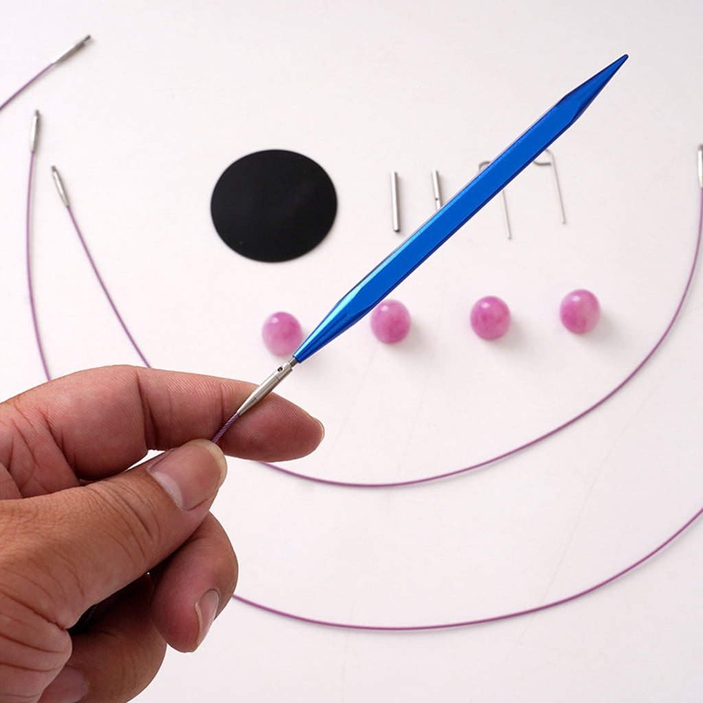 9Pairs Metal Circular Knitting Needle Crochet Hook with Zippered Case, Metal Interchangeable Knitting Needle 3.5mm-8mm