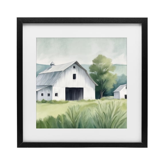 Stupell Industries Rustic Lodge Farm Home White Barn Black Framed Print Under Glass, 13 x 13, by Kim Allen