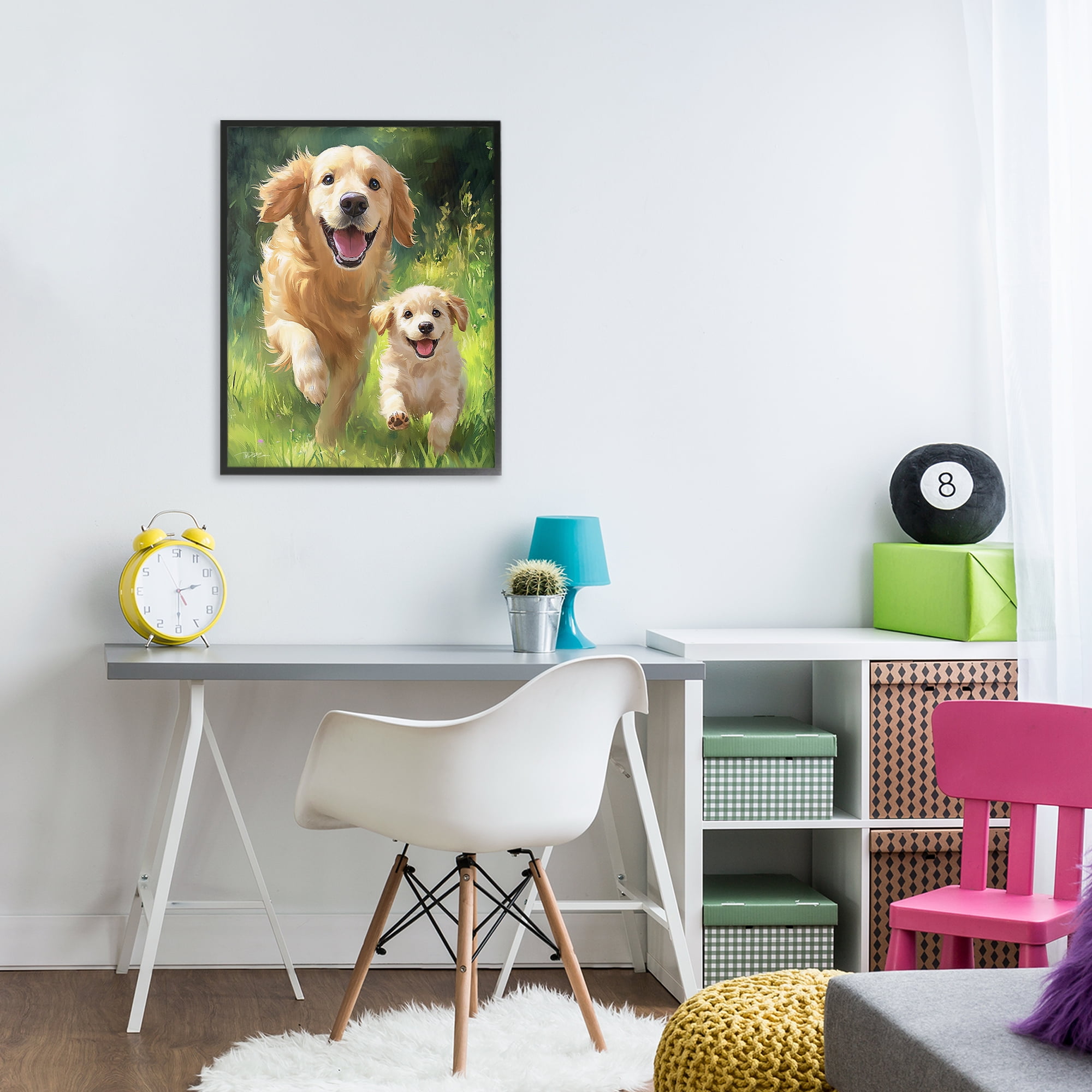 Father & Son Labrador Black Framed Giclee Art, design by Momart