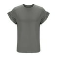 thumbnail image 6 of WCMZJ Womens Tshirts Short Sleeve Casual Summer Tops 2025 Ruffle Crewneck Trendy Fashion Dressy Cute Work Outfits Gray XL, 6 of 8