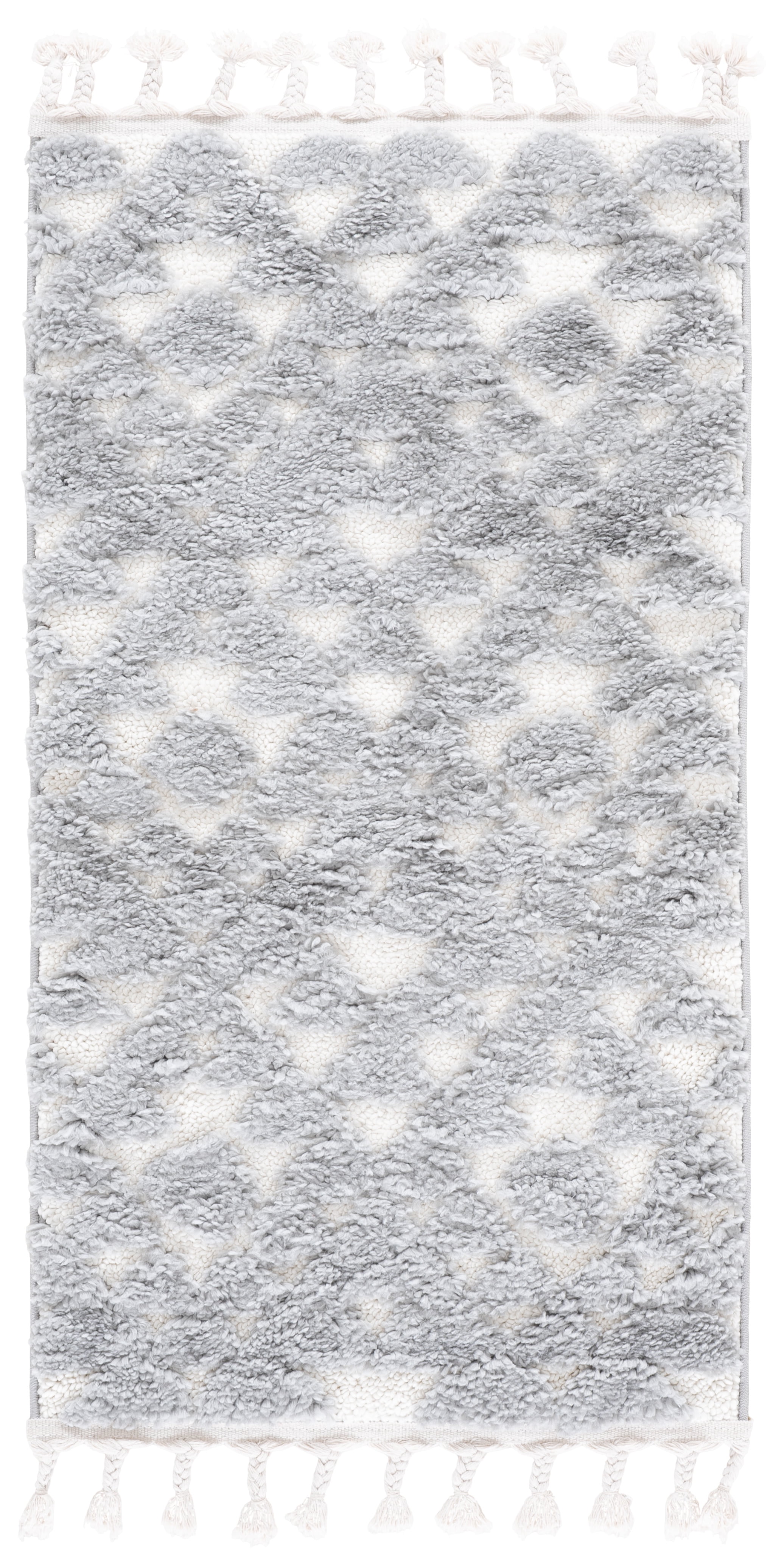 Safavieh Moroccan Tassel Larry Geometric Shag Area Rug, Gray/Ivory, 2'3" x 4'