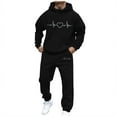 thumbnail image 3 of VBTAPA Men's 2 Piece Outfits Love Heart Print Hoodie Sweatshirt Tracksuit and Joggers Sweatpants Sweatsuit Set Black M, 3 of 6