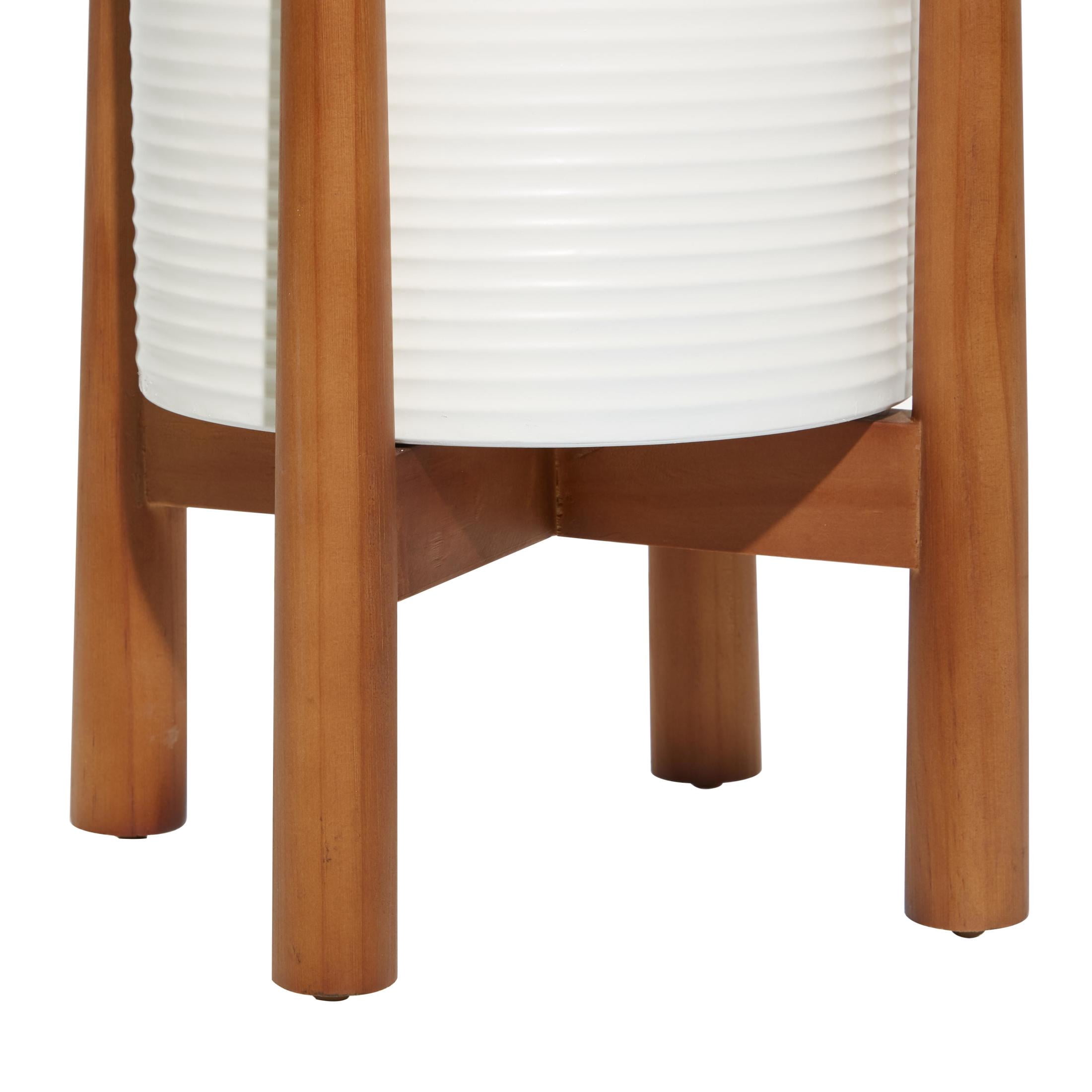DecMode 17", 15"H White Metal Planter with Removable Wood Stand (2 Count)